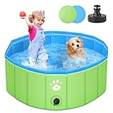 Hundepool für Große & Kleine Hunde, 80cm Faltbarer Hunde Pools Hundebadewanne, PVC Schwimmbecken Planschbecken für Kinder und Hunde, Tragbar Hundebecken Hundebadewanne