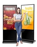 VEVOR digitaler Kundenstopper Werbedisplay Werbeaufsteller (Bildschirmgröße 140 cm), 2 K UHD LCD Bildschirm, 2 GB RAM & 32 GB ROM, Stand-Display mit WiFi HDMI/USB Eingang Touchscreen-Anzeige Schwarz