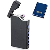 USB Elektronische Feuerzeug, Electric USB Lighter Lichtbogen Feuerzeugs LED Dual Lichtbogen Feuerzeugs mit Batterieanzeige Winddicht Plasma Feuerzeug Elektrisch mit Geschenkbox (Mattschwarz)