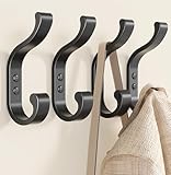 jockcaras Schwarze Garderobenhaken zum Schrauben - 4 Stück Wandhaken für Flur, Bad & Garderobe, geeignet für Jacken, Rucksäcke & Handtücher