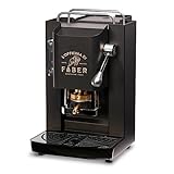 FABER COFFEE MACHINES | Pro Deluxe-Modell | 44 mm Kaffeepad-Maschine | Farbe Matte Schwarz Chrom | Messingpresse