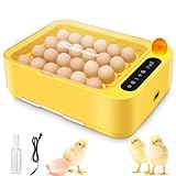 24 Eier Brutmaschine, Automatischer Eierbrüter für Hühner Fasane Wachteln mit Auto-Eiwender/Eierkandierer/Externer Wasserzufuhr/Temperaturkontrolle/Feuchtigkeitsanzeige/Ventilator