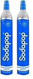 Sodapop Universal CO₂-Zylinder | 425g Kohlensäure für bis zu 60 Liter frisches Sprudelwasser | geeignet für Wassersprudler, Sodastream, Arke, etc. (Packung mit 2)