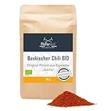 Baskischer Chili BIO Qualität | 50g Original Chili Pulver d'Espelette Baskenland Frankreich | Premium 'Gorria' gemahlen | Pfefferdieb