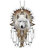 Fycakly Wolfskopf-Schlüsselanhänger aus Acryl, 3D-Tieranhänger für Naturliebhaber und Outdoor-Enthusiasten Hängende Lichter für Dekoration (White, 8cm)