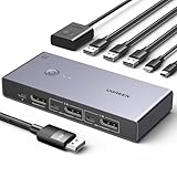 UGREEN 8K@60Hz Displayport KVM Switch, DP 1.4 KVM Switch, KVM Switch 2 pc 1 monitor, 4K@240Hz, 4 Port USB Switch, KVM Switch USB C,4 Port USB Switch von Tastatur, Maus, Festplatte, Drucker und Monitor