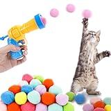 Xialvyu Katzenspielzeug Bälle mit Katzenspielzeug-Werfer,100 Bälle und Werfer Set Weiche Katzenbälle Spielzeug für Katzen in Indoor Outdoor