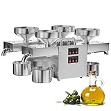 Automatische Heiß-Kaltölpresse Maschine, Edelstahl-Samen-Olivenextraktor, 210° konstante Temperaturheizung, 12-25kg/h Pressgeschwindigkeit, elektrische Presse mit 4 Ausgängen für den gewerblichen