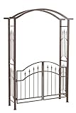 CLP Eisen-Rosenbogen Luxor mit Eingangspforte | Torbogen aus Metall mit stilvollen Verzierungen | Rankhilfe mit Zwei Türen im Landhausstil, Farbe:braun
