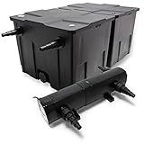 Wiltec Komplettset: CBF-350B Teichfilter bis 60000 L Teichfilteranlage als Durchlauffilter, CUV-224 Teichklärer UVC Klärer mit 24 Watt UV-C Leistung