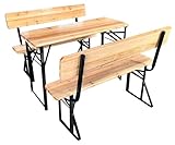 AVANTI TRENDSTORE - Bierzeltgarnitur Lema Massivholz lackiert mit Rückenlehne ideal zum Feiern im eigenen Garten Maße Tisch 120x75x60 cm Bänke 120x45x25 cm