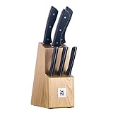 WMF Messerblock mit Messerset, 7-teilig, 6 Messer geschmiedet, 1 Block aus Eichenholz Spezialklingenstahl, Edelstahl-Nieten