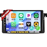 6G+128G 8 Core CAMECHO Android 15 Autoradio für BMW 3er E46 1999-2005 mit Carplay Android Auto, 9 Zoll Auto Touch Display mit FM/RDS Radio GPS WiFi Bluetooth Lenkradsteuerung + AHD Rückfahrkamera&MIC
