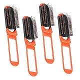 Beaupretty 4 Stück Tragbarer Klappkammsatz Kämme Taschenkamm Haarbürste Falten Haarschmuck für Damen Faltbarer Pinsel mit Spiegel Faltpinsel Friseur Reisekamm Plastik Orange