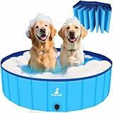Pourbibi Hundepool Schwimmbad für Hunde, Hundeplanschbecken Hundebad, 80 * 20cm Klappbares Haustier-Duschbecken mit Umweltfreundlichem PVC rutschfest