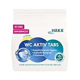 HAKA WC Aktiv Tabs, starker Toilettenreiniger gegen Kalk & Urinstein, umweltfreundlich mit Aktivsauerstoff, 30 Tabs Zitronenduft