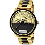 Holzwerk Automatik Herren-Uhr Öko Natur Holz-Uhr Holz Armband-Uhr Schwarz Gold Analog