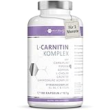 180 Kapseln L-Carnitin Komplex aus Carnipure® – mit Grüntee, Koffein und Piperin – Vegane L-Carnitin Kapseln hochdosiert für einen normalen Stoffwechsel mit Cholin, Lysin, Vitamin B3, B6, C.