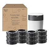 Tommee Tippee Twist and Click Advanced Windeleimer, umweltfreundliches System, inkl. 12x Nachfüllkassetten mit nachhaltig gewonnenem, antibakteriellem GREENFILM, Weiβ