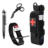 WANDGU Bandage Tourniquet Set: Tourniquet Bandage Set mit Tactical Pen und Schere Tourniquet Holster, Tourniquet-Halter, Taktische Tourniquets für Outdoor Sport, Wandern, Bergsteigen und Camping