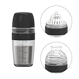 KITCHENDAO 2 in 1 Salat Dressingshaker mit Saftpresse, Ausgießer, Auslaufsicher, Messbecher Salatdressing Behälter Spülmaschinenfest, BPA-frei, Dressingbehälter Salatdressing Shaker 250ml-Schwarz