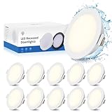 Gr4tec LED Einbaustrahler 230V IP65, 10 x 5W LED Spots Flach Neutralweiß 4000K 400LM, Deckenspots 68-80mm Loch, Spots Deckenleuchte Einbauleuchten Weiß für Badezimmer Küche Wohnzimmer