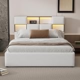 Viitech Polsterbett Bett 160 x 200cm, Polsterbett Doppelbett mit Stauraum Ablagefächer & USB-Buchse, Boxspringbett Bettgestell mit Lattenrost (Ohne Matratze)