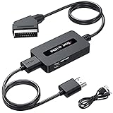 Kirolle Scart auf HDMI Konverter mit Scart und HDMI Kabel, Scart zu HDMI Konverter, Scart Eingang HDMI Ausgang Video Audio Adapter für Sky/DVD/STB zur Anzeige auf HDTV