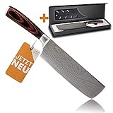 AMZHANDEL Hackmesser extrem scharf - Küchenmesser besonders handlich dank Pakkaholz - Profimesser einzigartig - Profi Knife ideal als Allzweckmesser & Fleischmesser…