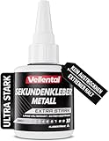 Sekundenkleber Metall extra stark 30g - Metallkleber wasserfest, hitzebeständig & mit Nadel Verschluss gegen Austrocknung - Metall Kleber zum Verkleben von Metallen aller Art