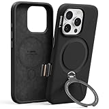TORRAS Ostand Spin Fusion für iPhone 16 Pro Hülle Silikon für Magsafe mit 360° Magnetständer Handyhülle iPhone 16 Pro Case Fallschutz mit Schockabsorption Kratzfest Stoßfest Klassisches Schwarz