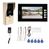 Kabelgebundenes Video-Gegensprechsystem, Türklingelkamera mit 7-Zoll-Screen, Nachtsicht, 2-Wege-Gespräch, Video-Türsprechanlage für Villa, Home-Office, Apartment (EU-Stecker)