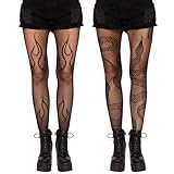 UILYNIU 2 Paar Strumpfhosen Damen Muster Strumpfhosen Damen Muster Hohe Taille Mode Elastizität Spitze Netzstrumpfhosen (2 Paar) (DE/NL/SE/PL, Alphanumerisch, M, L, Regular, Regular, 2 Paar)