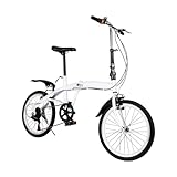 Wiefiche 20 Zoll Faltrad, Klapprad mit 6 Gang-Schaltung Klappfahrrad für Damen und Herren Erwachsene Folding City Bike geeignet ab 140 cm-190 cm für Sport Outdoor Radfahren Pendeln, Weiß