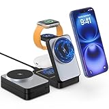 Kabellose Ladestation für iPhone, 3 in 1 Faltbarer Schnellladeständer für iPhone 16e/15 Pro Max/14 Plus/13 Mini/12, Tragbare Ladestation für Airpods Pro/4/3/2/Apple Watch Ultra/10/9/8