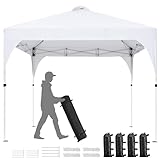 Yaheetech Faltpavillon 3x3 m Pop up Pavillon Gartenpavillon, Stabil Höhenverstellbar Wasserdicht Sonnenschutz, mit Entlüftung Rolltragetasche, für Outdoor Markt Garten Hof, Weiß