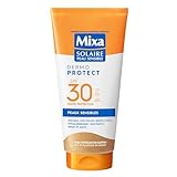Mixa Sonnenmilch für empfindliche Haut – Sonnenmilch mit hohem Schutz LSF30 UVA, UVA, UVB – Kinder Erwachsene – wasserfest – hypoallergen, ohne Duft – 175 ml