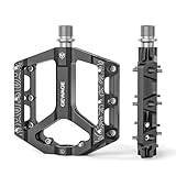 GEWAGE MTB Pedale Fahrradpedale Set – Flat Pedale für Mountainbike & Gravel Bike, rutschfest & langlebig, Aluminiumlegierung, CNC-gefräst, 9/16' Achse, einfache Installation (Schwarz)