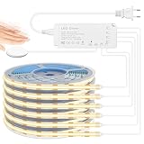 Lichaser COB LED Streifen 2M, 6 Rollen 12V Akustikpaneele LED Strip Warmweiss Berührungsempfindliche Dimmschalter, COB LED für Akustikpaneele Beleuchtung, Schrank, Küchen, Vitrinen, Regal, Shelves