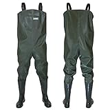 Wathose Herren Anglerhose mit Stiefel Gr 38-47 wasserdichte Watthosen Teich Fischer Watstiefel Hose (44)