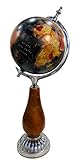 HOMYZ Nautische Weltkarte, Globus, brauner Holzsockel, drehbar, Klassenzimmer, Tisch, Schreibtisch, dekorativ