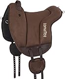 Equinate Reitpad Hamilton aus synthetischem Wildleder Pferd Braun - Bareback Pad mit pflegeleichter Neopren Unterseite - Reitkissen Baumloser Sattel