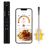 Smart Grillthermometer Kabellos Meat Thermometer: Bluetooth Fleischthermometer Kabellos für Grill Backofen BBQ Backen Rotisserie mit iOS und Android App 50 Stunden Betriebszeit