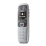 Gigaset E560HX - DECT-Mobilteil mit Ladeschale - Fritzbox-kompatibel - Schnurloses Senioren-Telefon für Router und DECT-Basis - Notruf mit 4 Nummern - Extralaut-Taste und große Tasten, silber