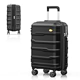 MGB Softside Erweiterbares Handgepäck mit robusten Spinnrädern, leichter Koffer für Weekender, Männer und Frauen, natural black, 20' Carry On, Energetic