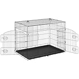 EUGAD Hundekäfig kleine Hunde, Hundetransportkäfig 108x76x69 cm, Hundebox Auto mit 2 Türen, Transportbox Gitterbox Hund faltbar mit Bodenwanne Griffen, aus Metall