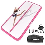 DOBESTS Air Tumbling Matte Aufblasbar 10/20cm Höhe, Gymnastikmatte Größe 2m/3m/4m/5m/6m Turnmatte Trainingsmatte mit elektrischer Luftpumpe Fitnessmatte (Pink, 2m)