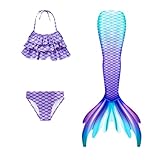 𝙈eerjung𝙛rau 𝙁losse 𝙈ädchen mit Bikini Sommer 𝙈ono𝙛losse Kostüm Schwimm𝙁lossen Kinder Hawaiian Strand Bademode 𝙁ischschwanz Schwimmanzug Cosplay Kostüme Bikinis für Mädchen 5-15 Jahre