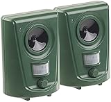 Royal Gardineer Taubenabwehr Ultraschall: 2er-Set Universal-Ultraschall-Tierschreck, Bewegungssensor, für 60 m² (Hundeabwehr, Vogelscheuche, Bewegungsmelder)
