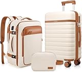 UKEIN Koffer,Trolley Koffer Reisekoffer von PC Hartschalen,Hartschale Handgepäck Sets mit 4 Spinner-Rollen TSA Schloss, Der Koffer Enthält 1 Reiserucksack und 1 Kulturbeutel